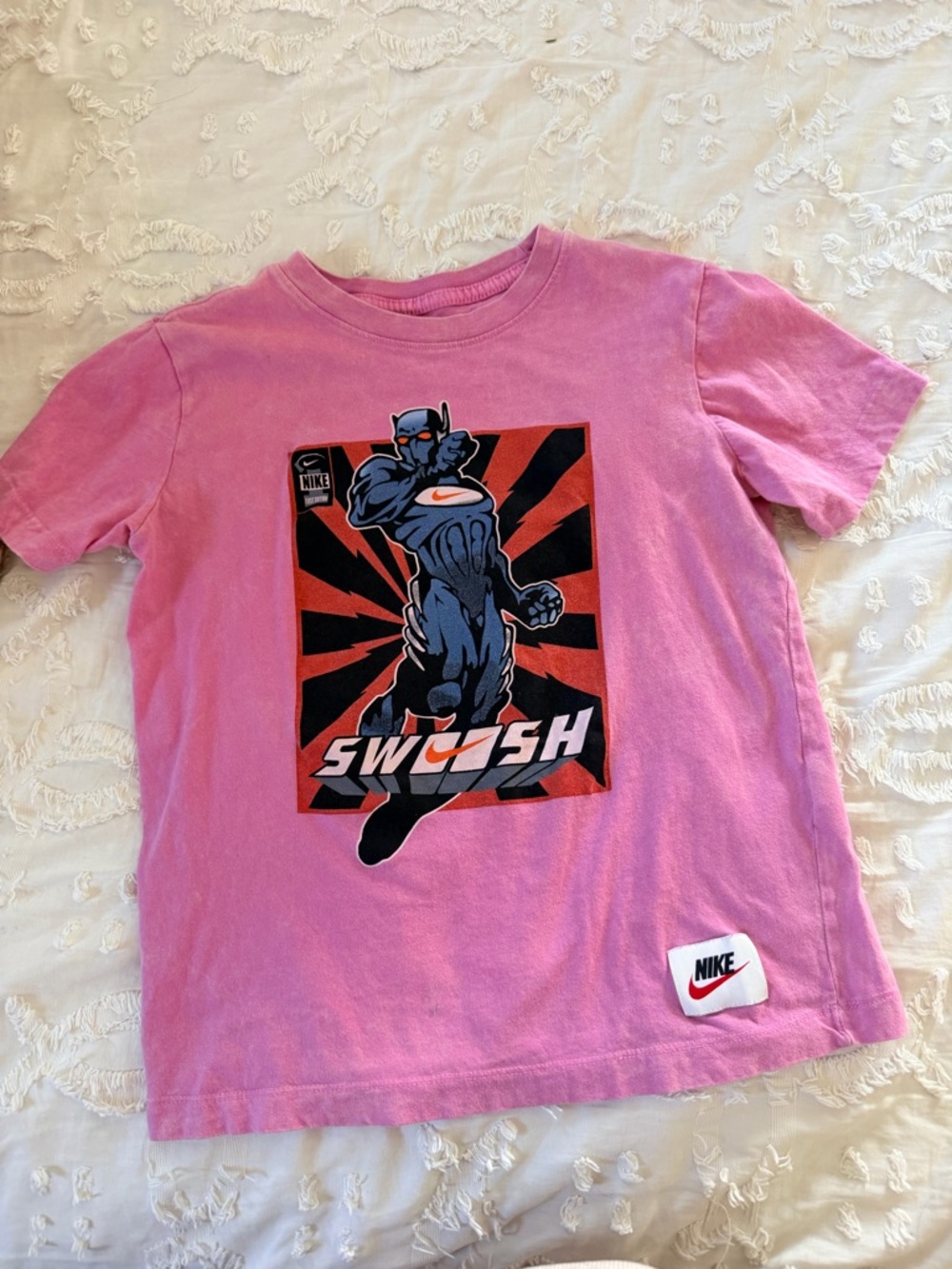 Nike Pink Graphic Swoosh Superhero Tee
